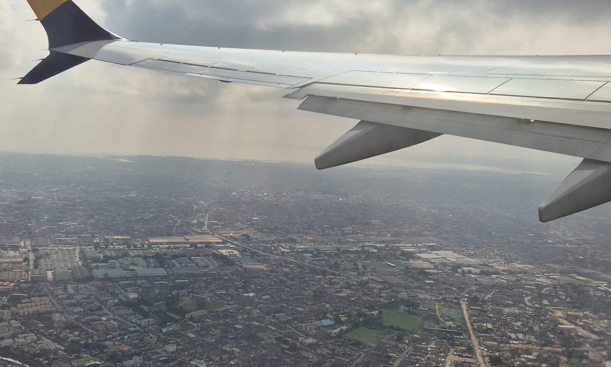 View from a flight over the African coast